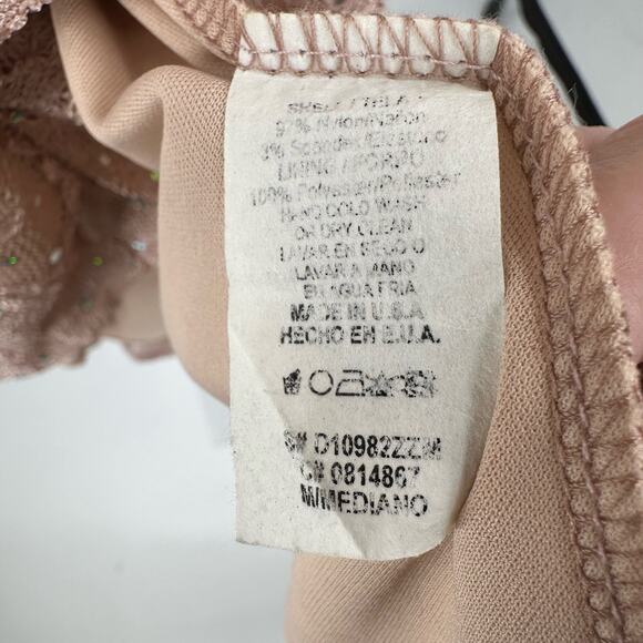 Mystic Pink Lace Sparkle Fit & Flare Mini Dress Womens Medium Sleeveless Cut Out - Picture 7 of 8